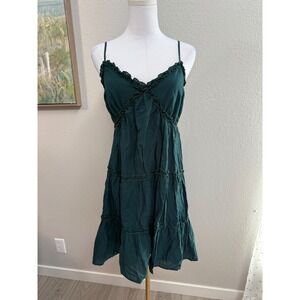 Max + Ash Forest Green Tiered Ruffle Cotton Mini Dress Size XL